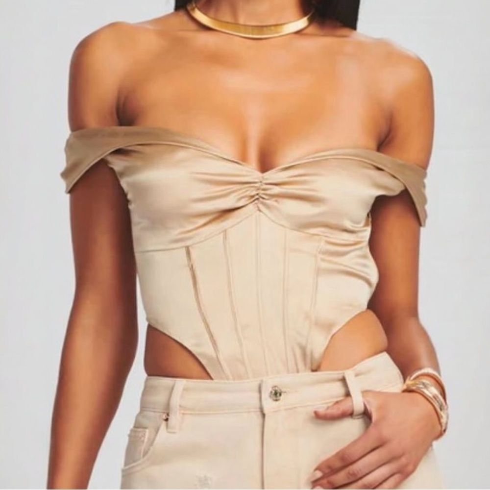 Retrofete Rozik Silk Corset Bodysuit Medium Gathered Bust Boning NWT $325